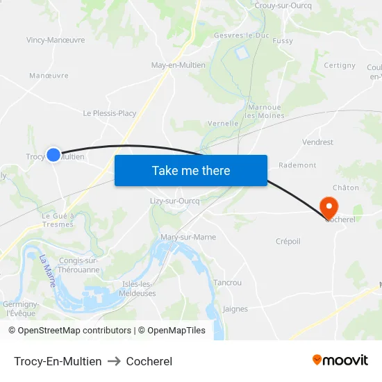 Trocy-En-Multien to Cocherel map