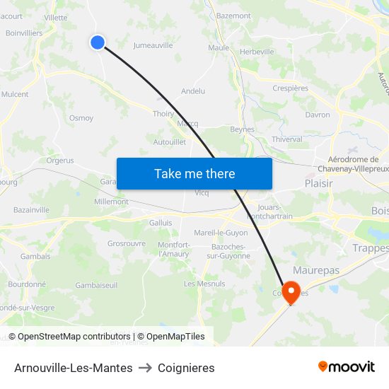 Arnouville-Les-Mantes to Coignieres map