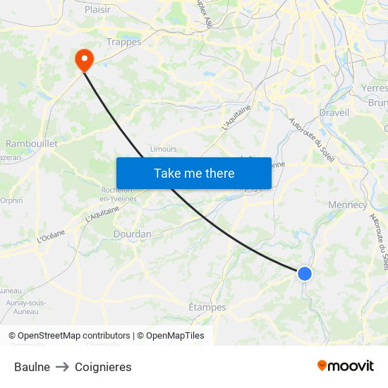 Baulne to Coignieres map