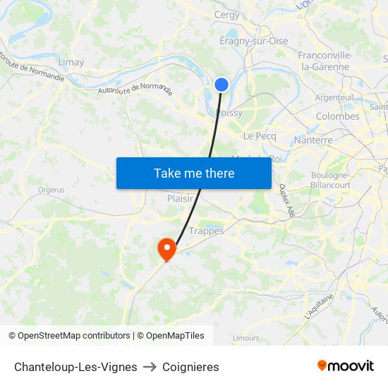 Chanteloup-Les-Vignes to Coignieres map