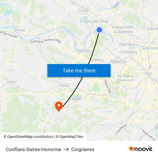 Conflans-Sainte-Honorine to Coignieres map