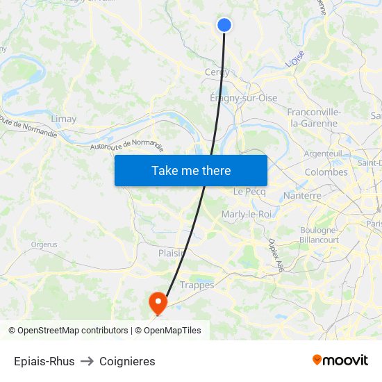 Epiais-Rhus to Coignieres map