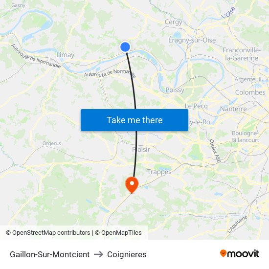 Gaillon-Sur-Montcient to Coignieres map
