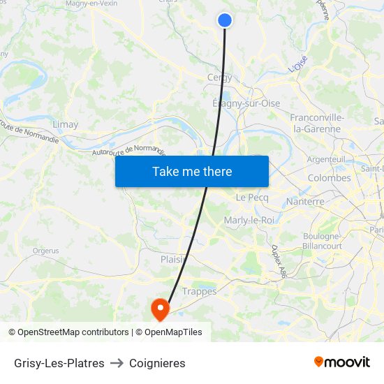 Grisy-Les-Platres to Coignieres map