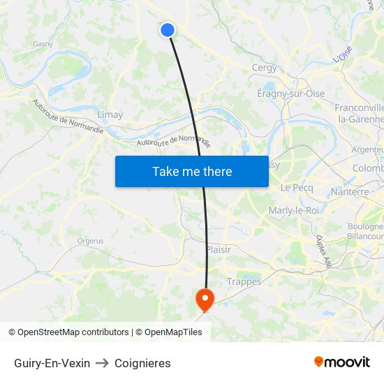 Guiry-En-Vexin to Coignieres map