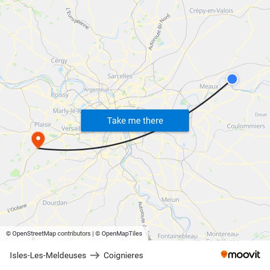 Isles-Les-Meldeuses to Coignieres map