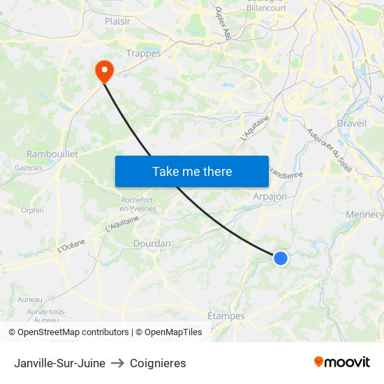 Janville-Sur-Juine to Coignieres map