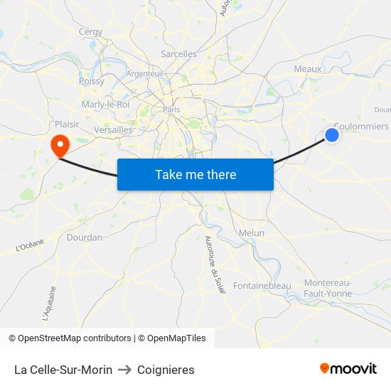 La Celle-Sur-Morin to Coignieres map