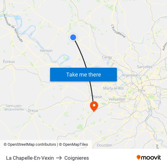 La Chapelle-En-Vexin to Coignieres map