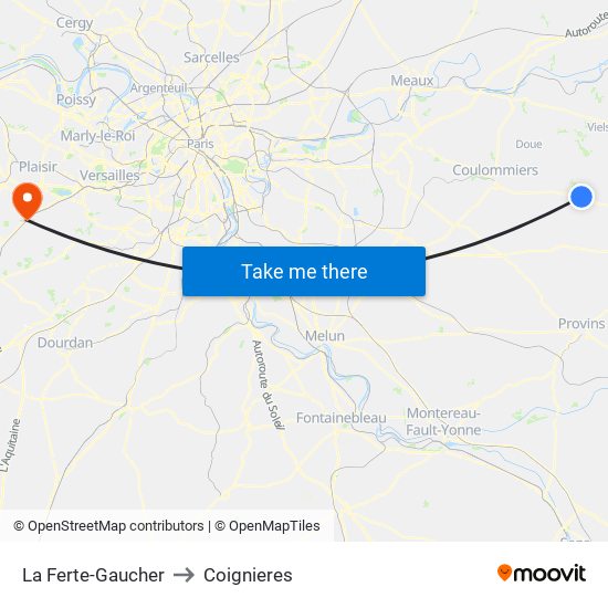 La Ferte-Gaucher to Coignieres map