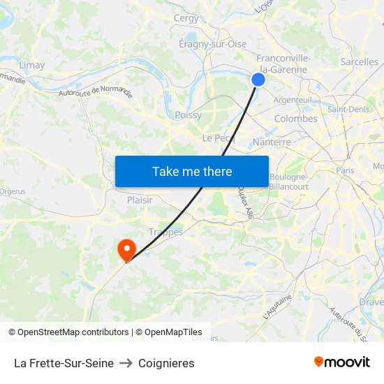 La Frette-Sur-Seine to Coignieres map