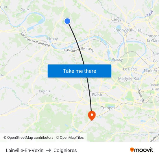 Lainville-En-Vexin to Coignieres map