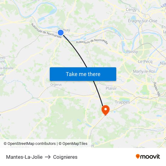Mantes-La-Jolie to Coignieres map