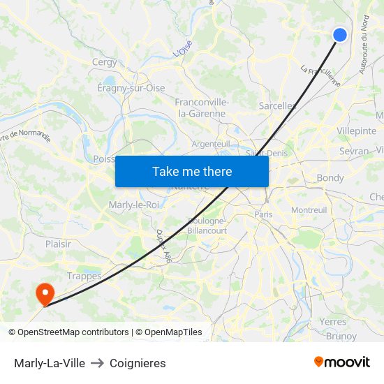 Marly-La-Ville to Coignieres map