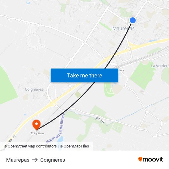 Maurepas to Coignieres map