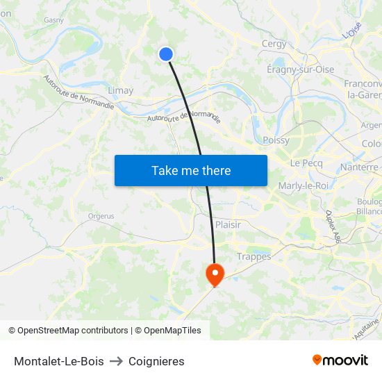 Montalet-Le-Bois to Coignieres map