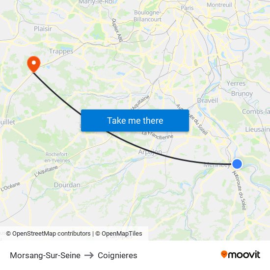 Morsang-Sur-Seine to Coignieres map