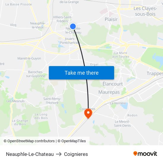Neauphle-Le-Chateau to Coignieres map