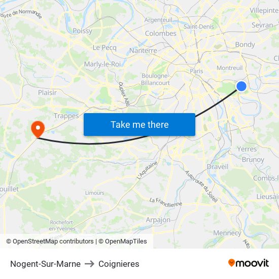 Nogent-Sur-Marne to Coignieres map