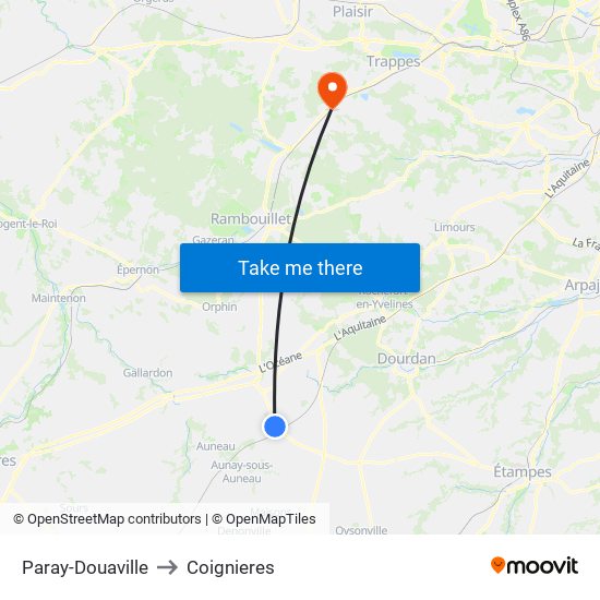 Paray-Douaville to Coignieres map
