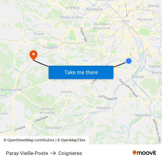 Paray-Vieille-Poste to Coignieres map