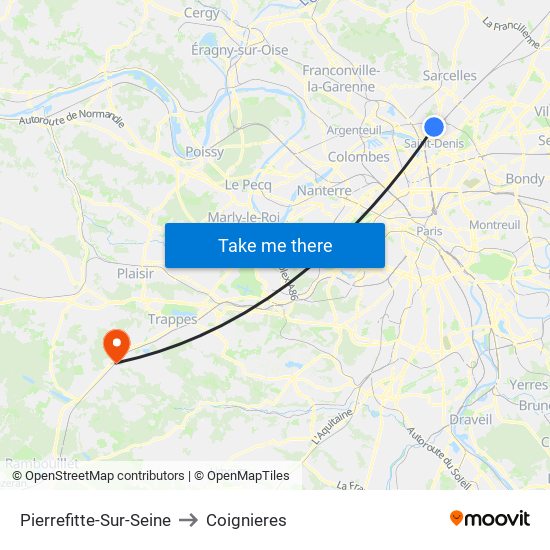 Pierrefitte-Sur-Seine to Coignieres map