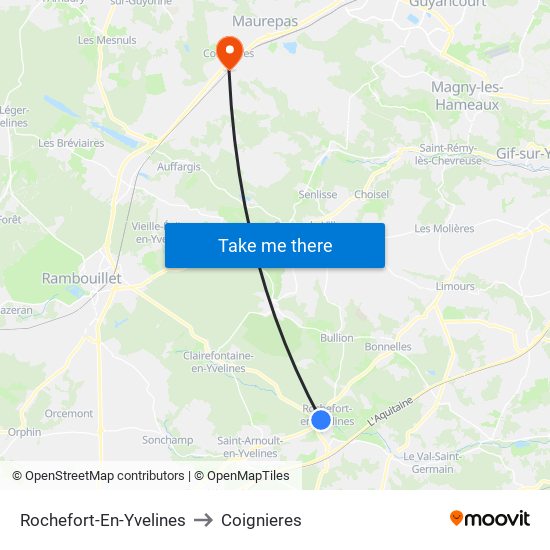 Rochefort-En-Yvelines to Coignieres map