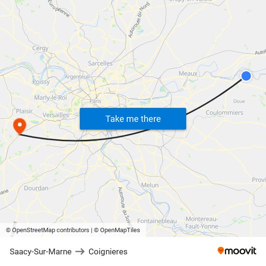 Saacy-Sur-Marne to Coignieres map