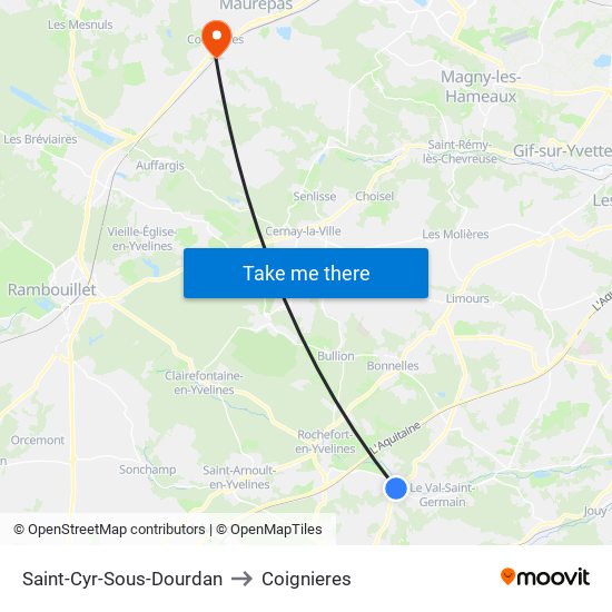Saint-Cyr-Sous-Dourdan to Coignieres map