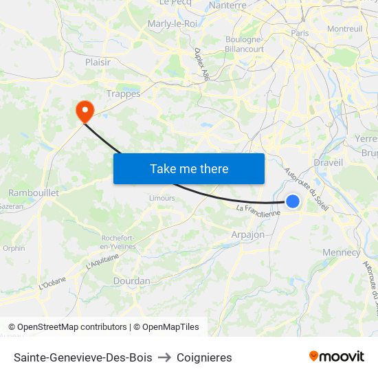 Sainte-Genevieve-Des-Bois to Coignieres map