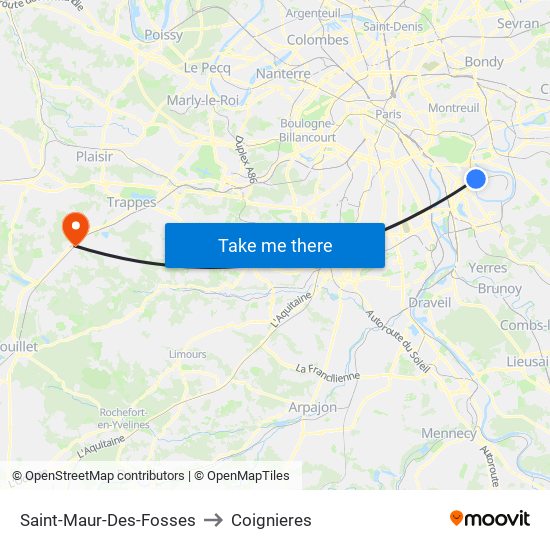 Saint-Maur-Des-Fosses to Coignieres map