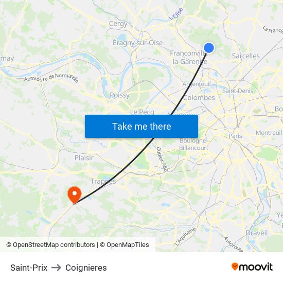 Saint-Prix to Coignieres map