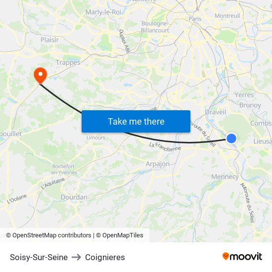 Soisy-Sur-Seine to Coignieres map