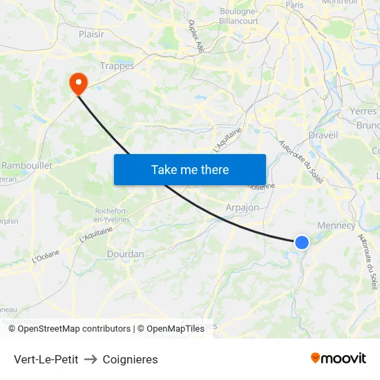 Vert-Le-Petit to Coignieres map
