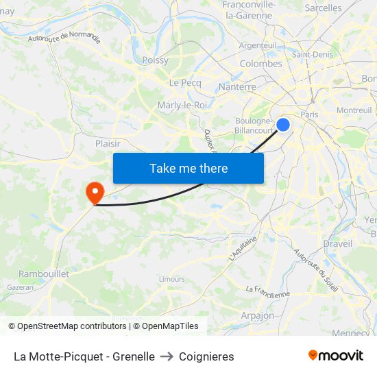 La Motte-Picquet - Grenelle to Coignieres map