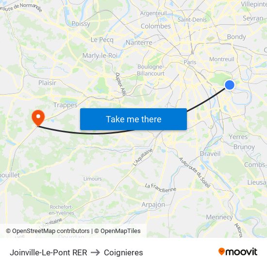 Joinville-Le-Pont RER to Coignieres map