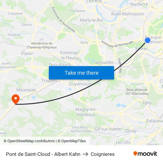 Pont de Saint-Cloud - Albert Kahn to Coignieres map