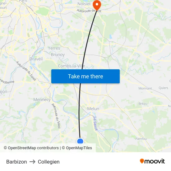 Barbizon to Collegien map