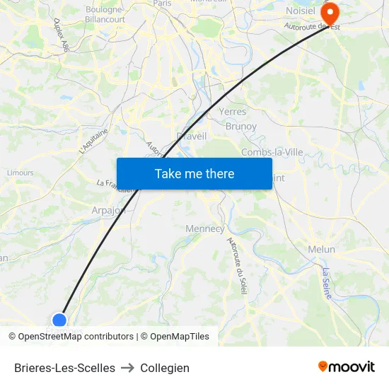 Brieres-Les-Scelles to Collegien map
