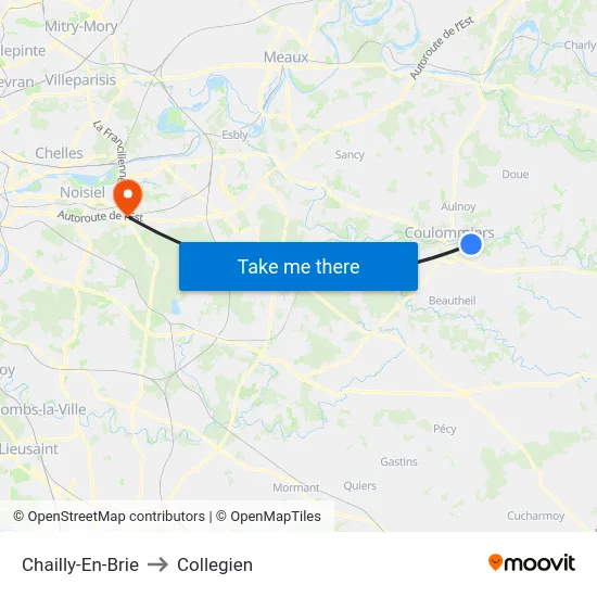 Chailly-En-Brie to Collegien map