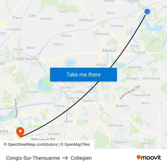 Congis-Sur-Therouanne to Collegien map