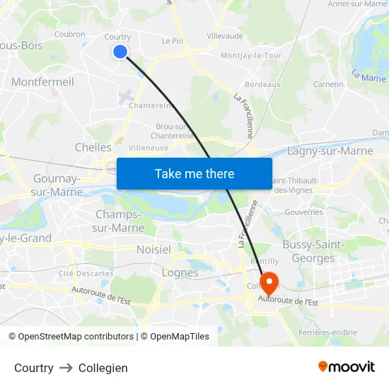 Courtry to Collegien map