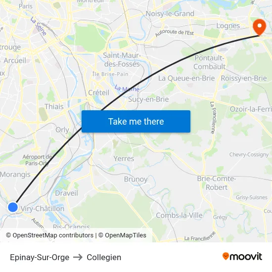 Epinay-Sur-Orge to Collegien map