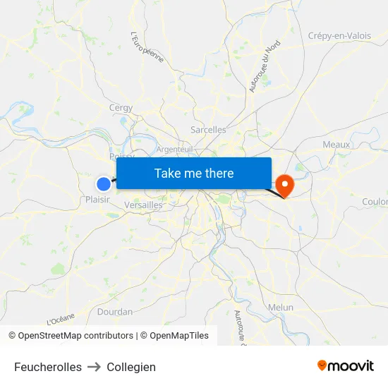 Feucherolles to Collegien map