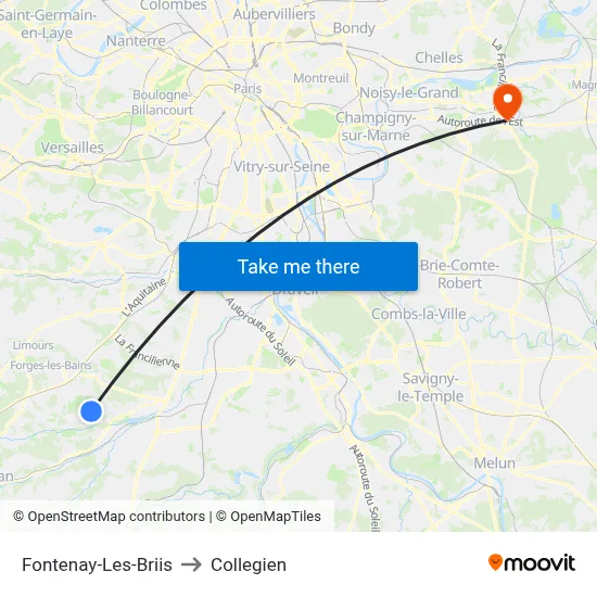 Fontenay-Les-Briis to Collegien map