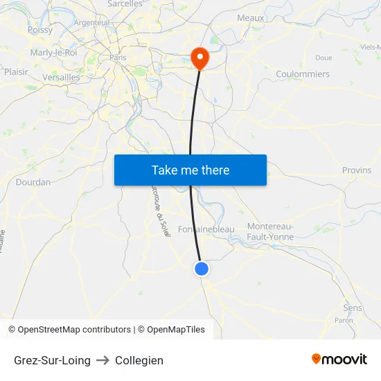 Grez-Sur-Loing to Collegien map