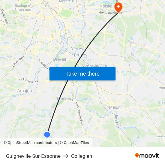 Guigneville-Sur-Essonne to Collegien map