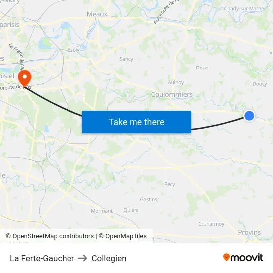 La Ferte-Gaucher to Collegien map