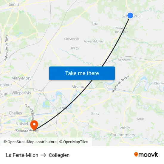 La Ferte-Milon to Collegien map