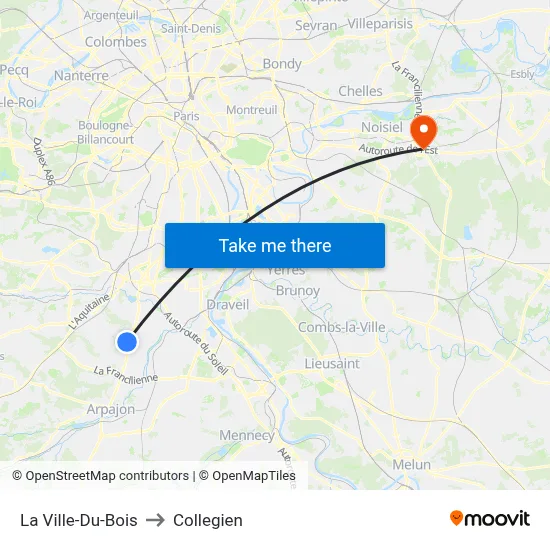 La Ville-Du-Bois to Collegien map